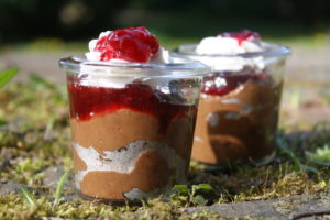 Schoko-Dessert mit Preiselbeeren 