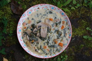 sahnige Pilz-Spinatsuppe