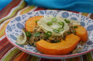 Pilzrisotto mit Kürbis und Fenchel